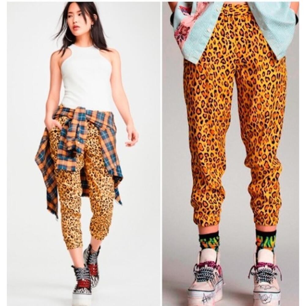 R13 Harem Joggers in Yellow Leopard Women's Sz. S